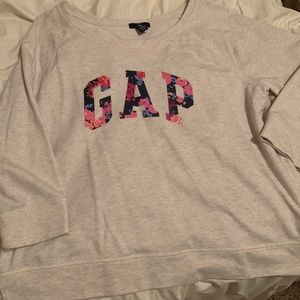 GAP Cream Sweatshirt with Navy & Pink Floral Logo